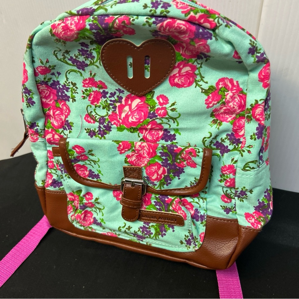 Laura Ashley Floral Backpack with Brown Details